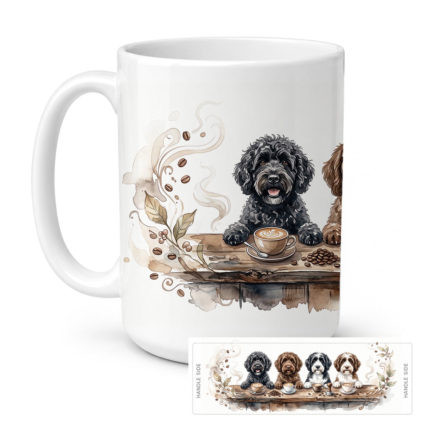 Portuguese Water Dogs Morning Coffee Ceramic Coffee Mug 15 oz Decorative Large C Handle Mug Cup for Tea, Cocoa Hot Chocolate