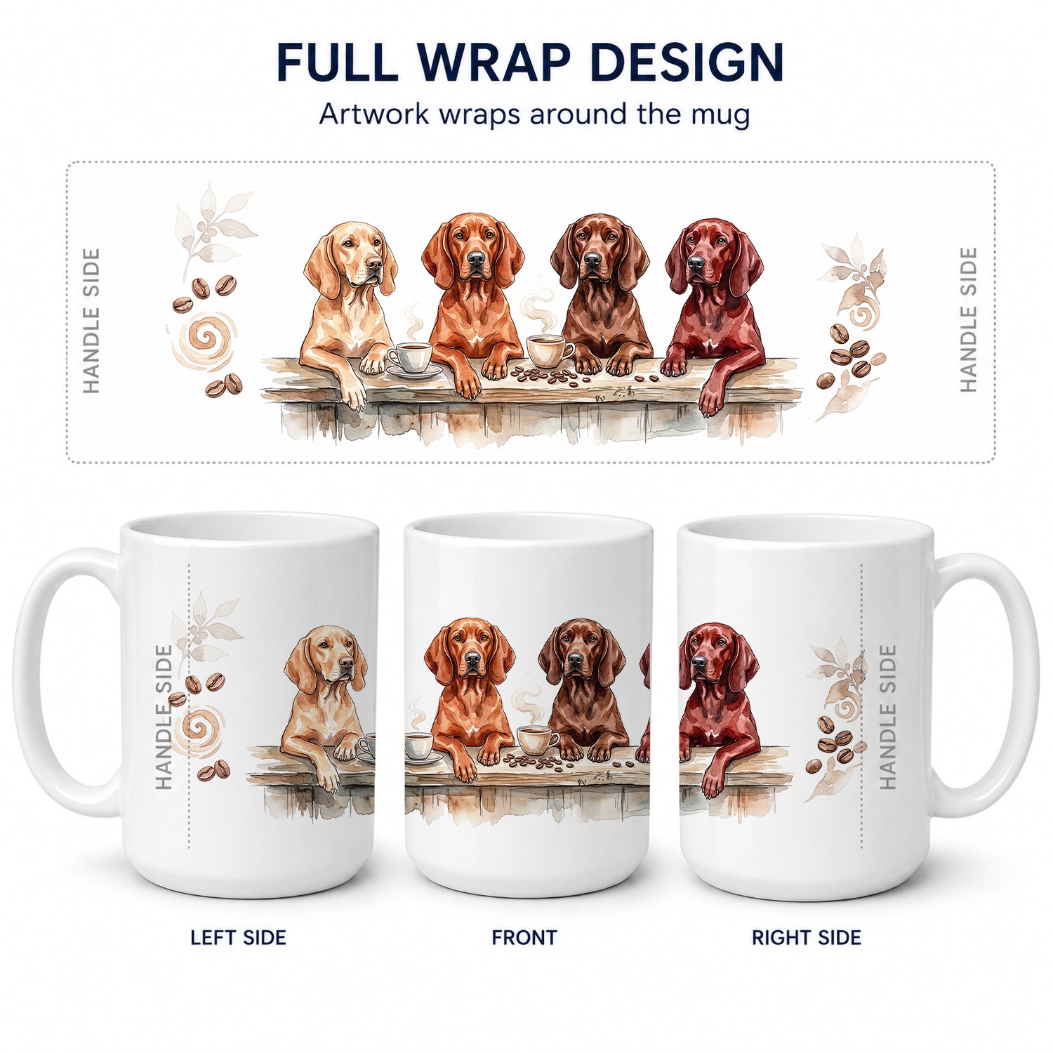 Redbone Coonhounds Morning Coffee Ceramic Coffee Mug 15 oz Decorative Large C Handle Mug Cup for Tea, Cocoa Hot Chocolate