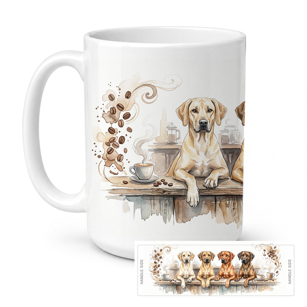Rhodesian Ridgebacks Morning Coffee Ceramic Coffee Mug 15 oz Decorative Large C Handle Mug Cup for Tea, Cocoa Hot Chocolate