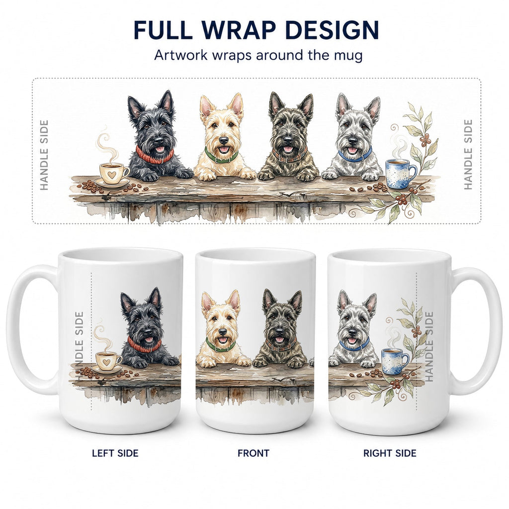 Scottish Terriers Morning Coffee Ceramic Coffee Mug 15 oz Decorative Large C Handle Mug Cup for Tea, Cocoa Hot Chocolate