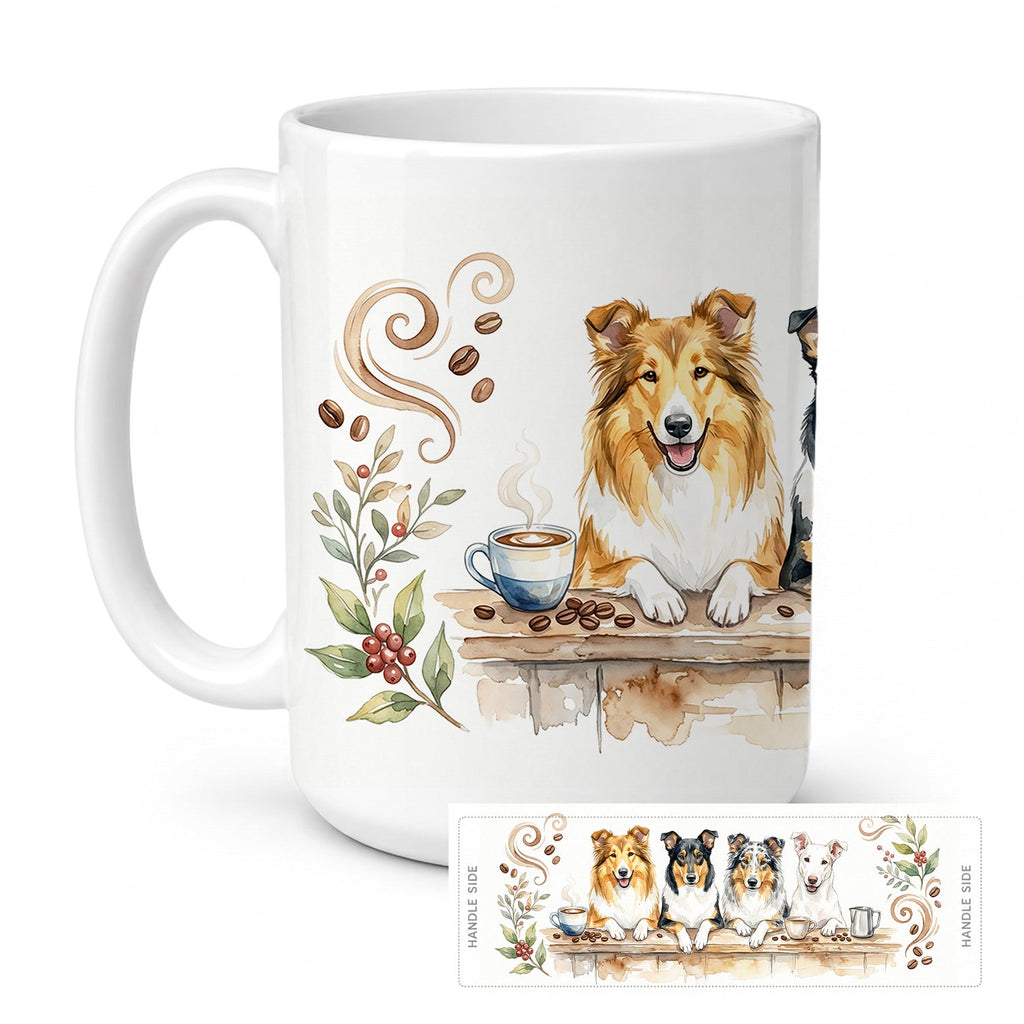 Smooth Collies Morning Coffee Ceramic Coffee Mug 15 oz Decorative Large C Handle Mug Cup for Tea, Cocoa Hot Chocolate