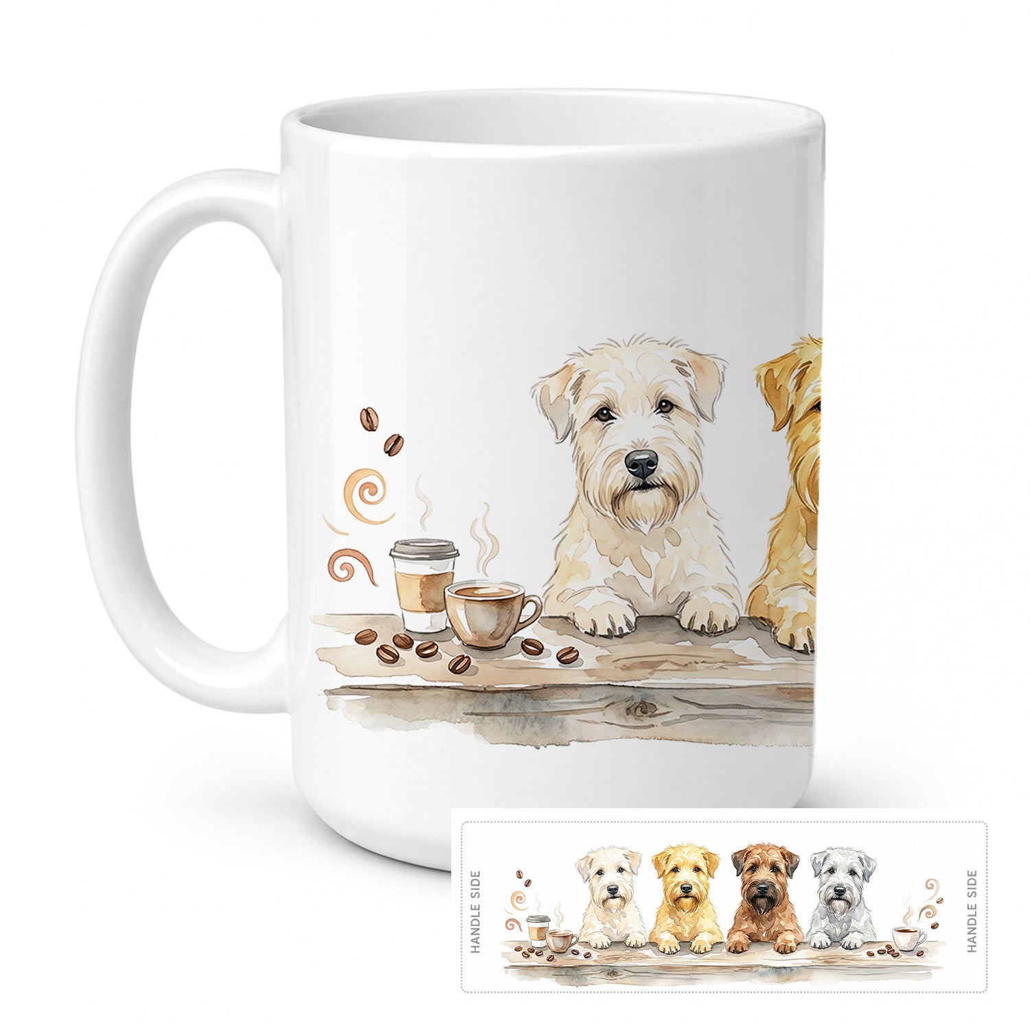 Soft Coated Wheaten Terriers Morning Coffee Ceramic Coffee Mug 15 oz Decorative Large C Handle Mug Cup for Tea, Cocoa Hot Chocolate