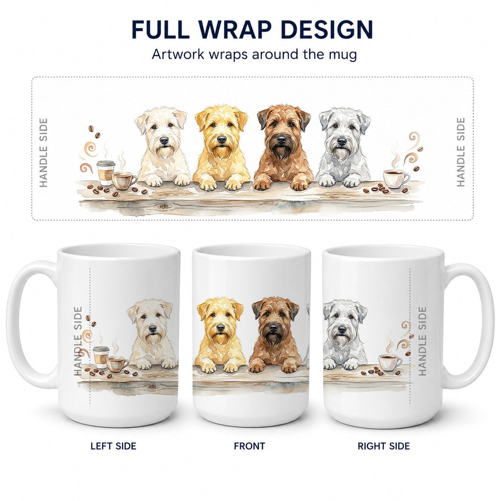 Soft Coated Wheaten Terriers Morning Coffee Ceramic Coffee Mug 15 oz Decorative Large C Handle Mug Cup for Tea, Cocoa Hot Chocolate