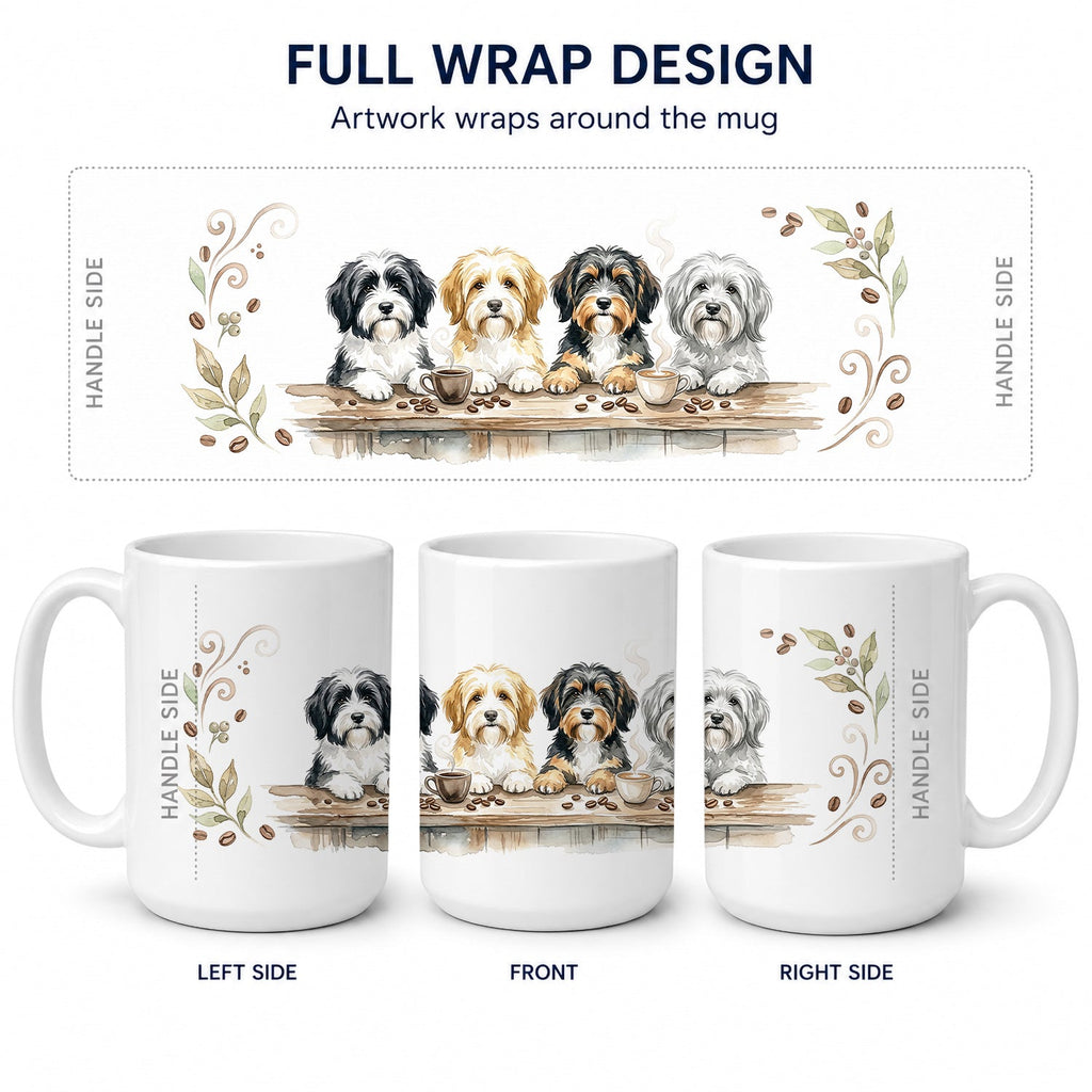 Tibetan Terriers Morning Coffee Ceramic Coffee Mug 15 oz Decorative Large C Handle Mug Cup for Tea, Cocoa Hot Chocolate