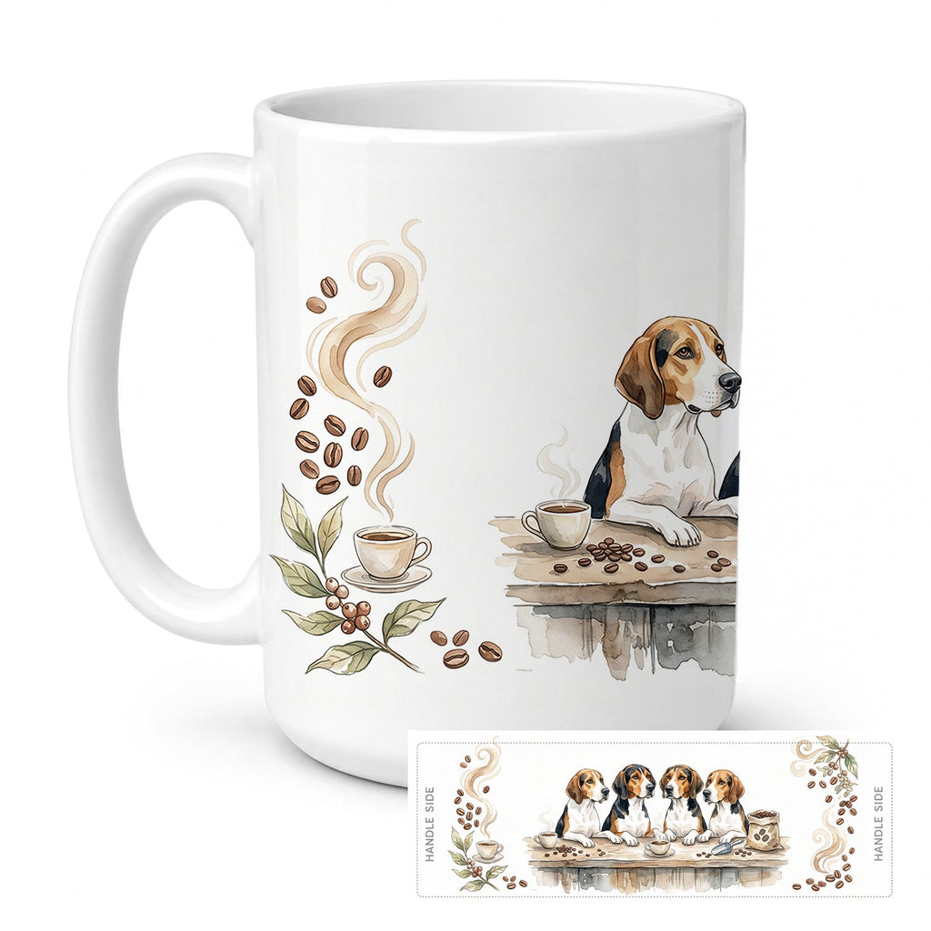 Treeing Walker Coonhounds Morning Coffee Ceramic Coffee Mug 15 oz Decorative Large C Handle Mug Cup for Tea, Cocoa Hot Chocolate