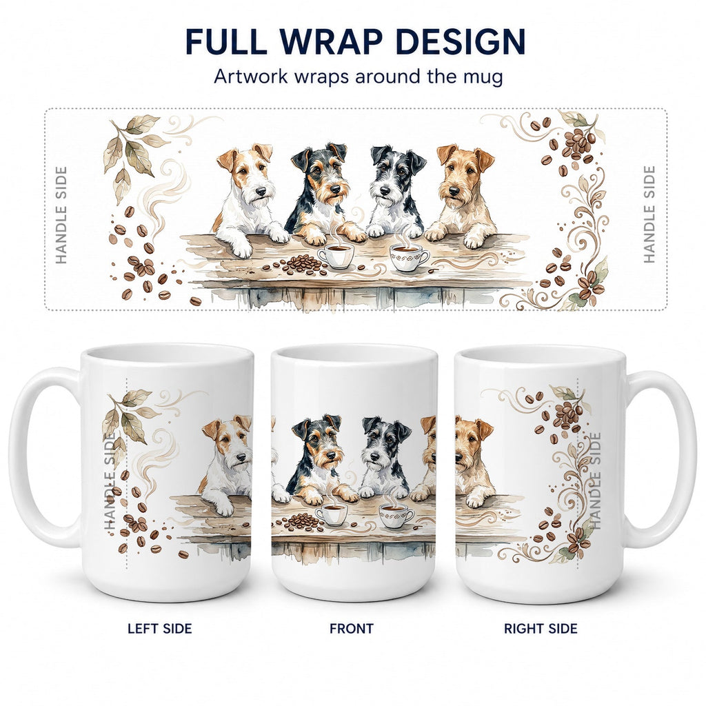 Wire Fox Terriers Morning Coffee Ceramic Coffee Mug 15 oz Decorative Large C Handle Mug Cup for Tea, Cocoa Hot Chocolate