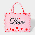 LOVE Message Heart Printed Tote Bag