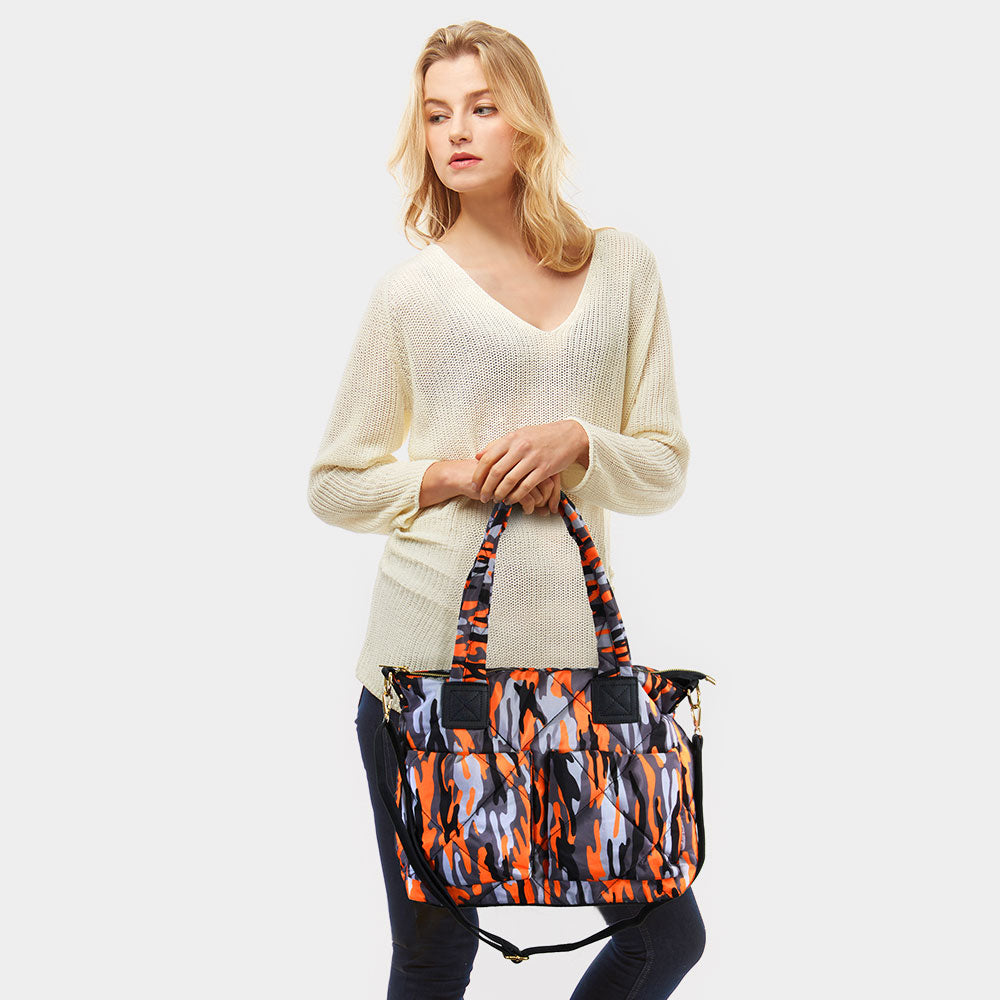 Camo Puffer Tote Bag