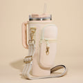 Solid Tumbler Carrier Holder Chevron Pattern Strap Crossbody Bag
