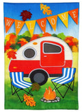 Fall Camper Garden Flag 2 Sided Burlap Welcome