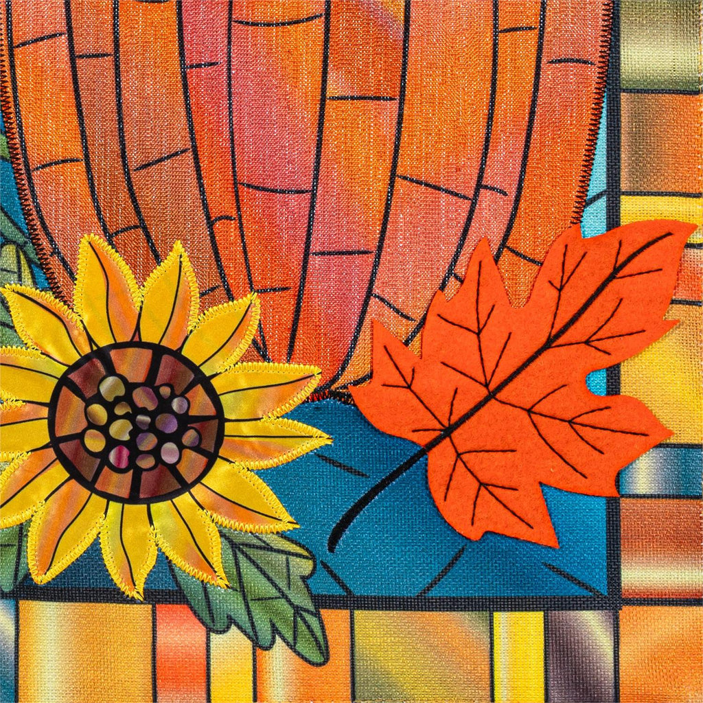 Fall Pumpkin Stained Glass 2 Sided Long Garden Flag
