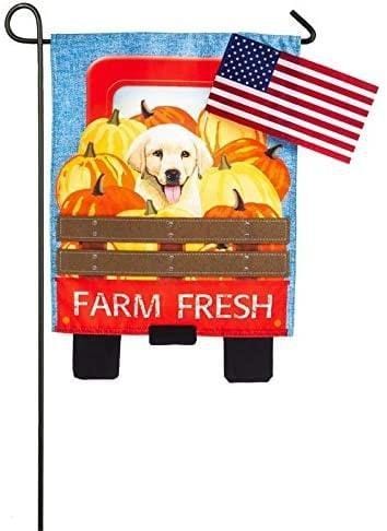 Farm Fresh Puppy Garden Flag 2 Sided