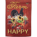 Farm Happy Rooster Garden Flag 2 Sided