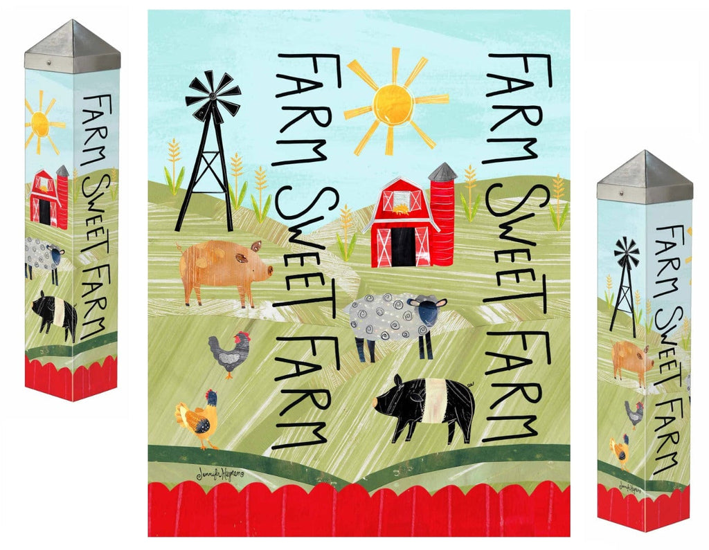 Farm Sweet Farm Art Pole 20 Inches Tall Barn