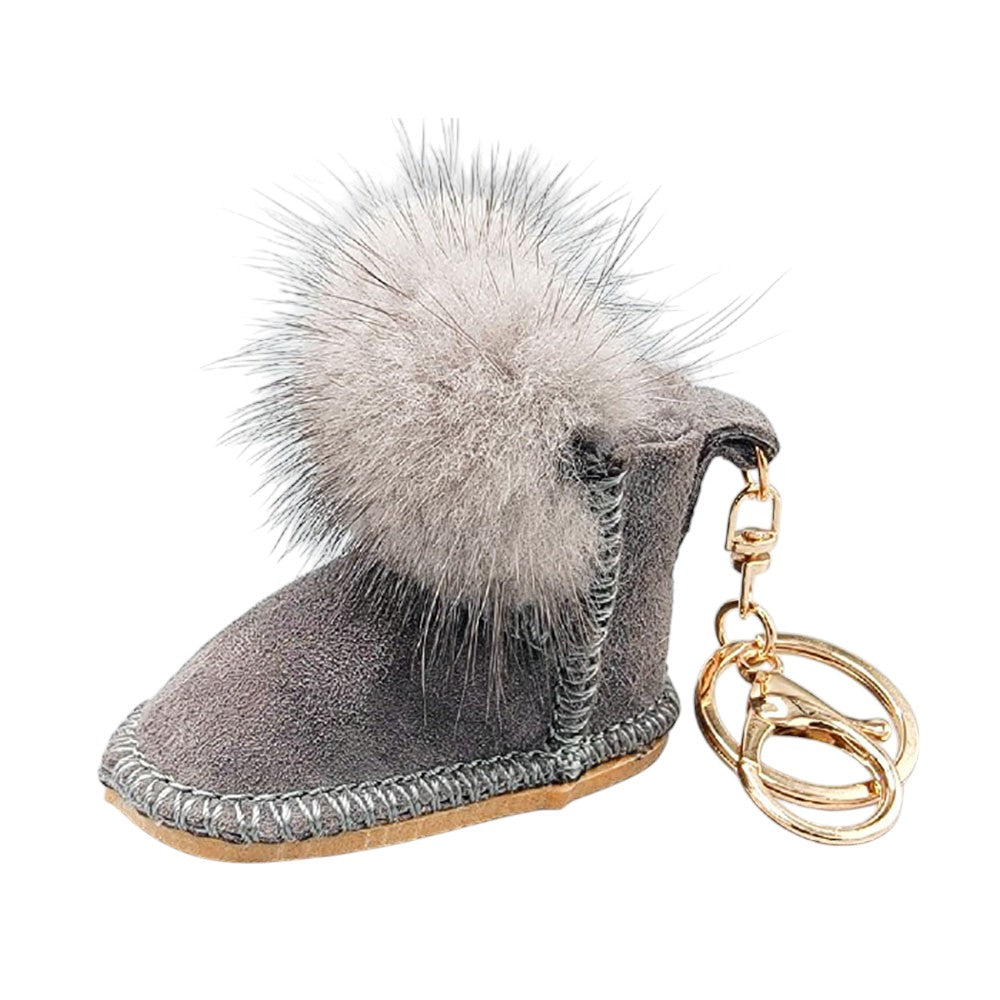 Faux Fur Pom Pom Boot Bag Charm