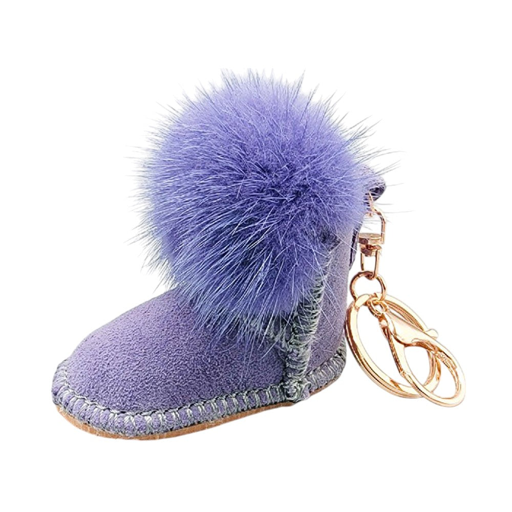 Faux Fur Pom Pom Boot Bag Charm