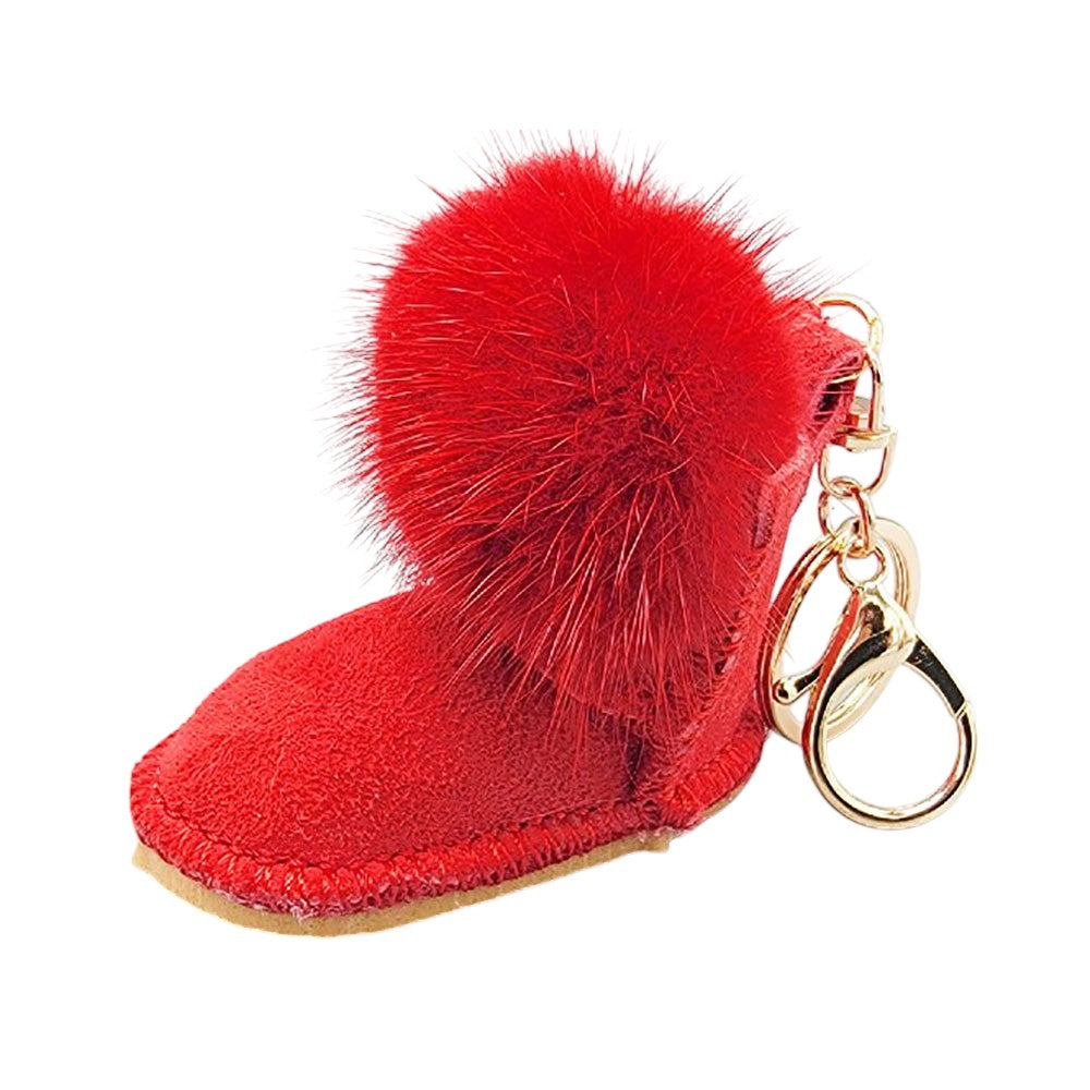 Faux Fur Pom Pom Boot Bag Charm