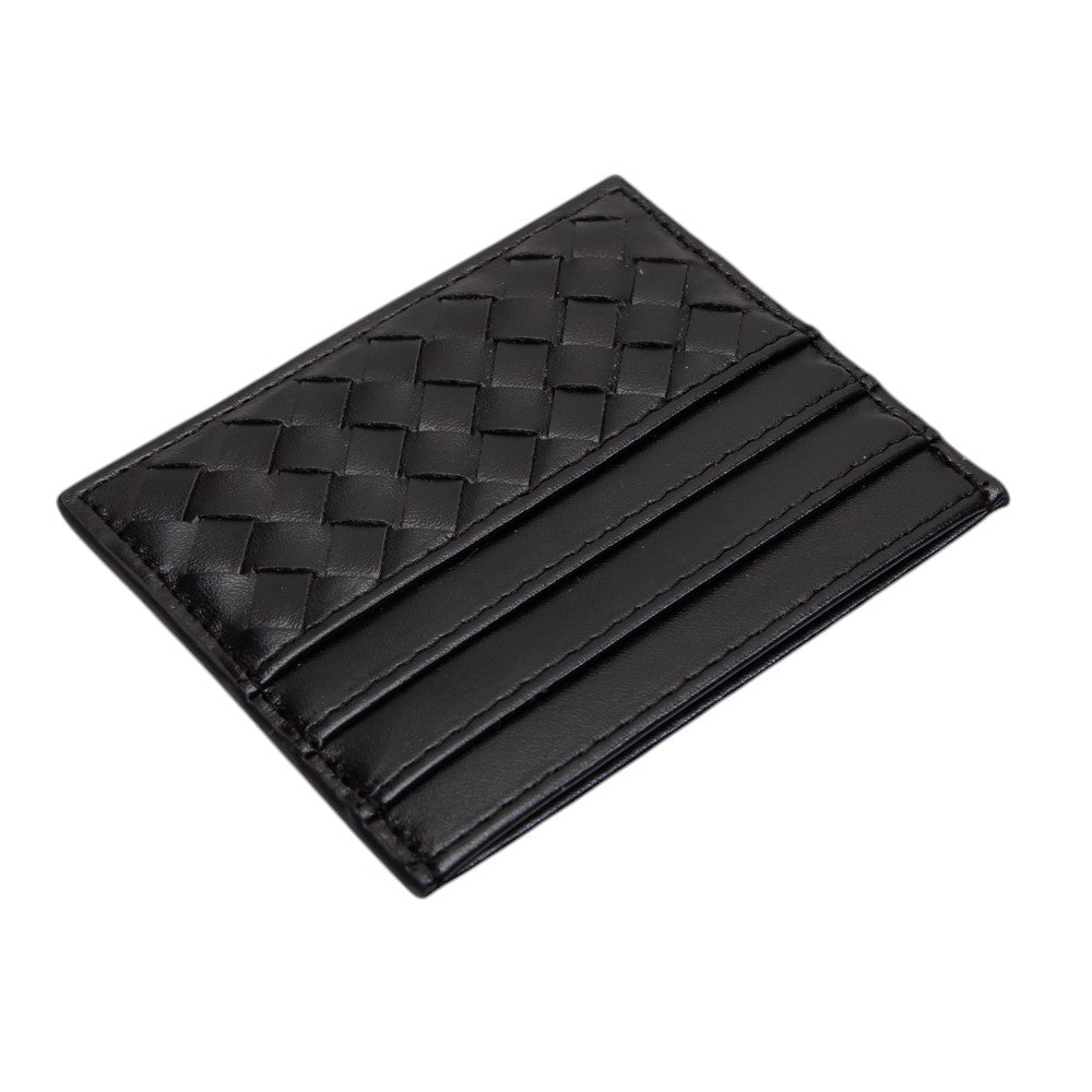 Faux Leather Basket Weave Card Holder Wallet
