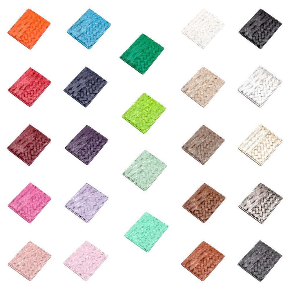 Faux Leather Basket Weave Card Holder Wallet