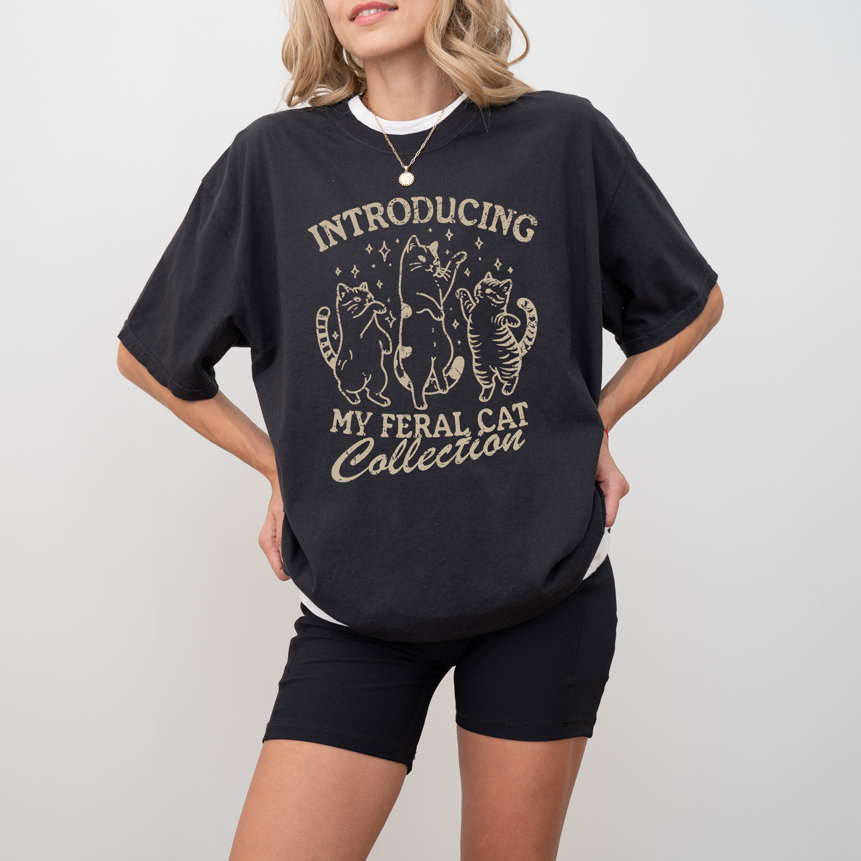 Feral Cats Meme Sassy Vintage Cat Humor Graphic Style For Cat Lovers Comfort Colors Tee
