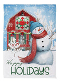 Festive Farm Snowman 2 Sided Garden Flag