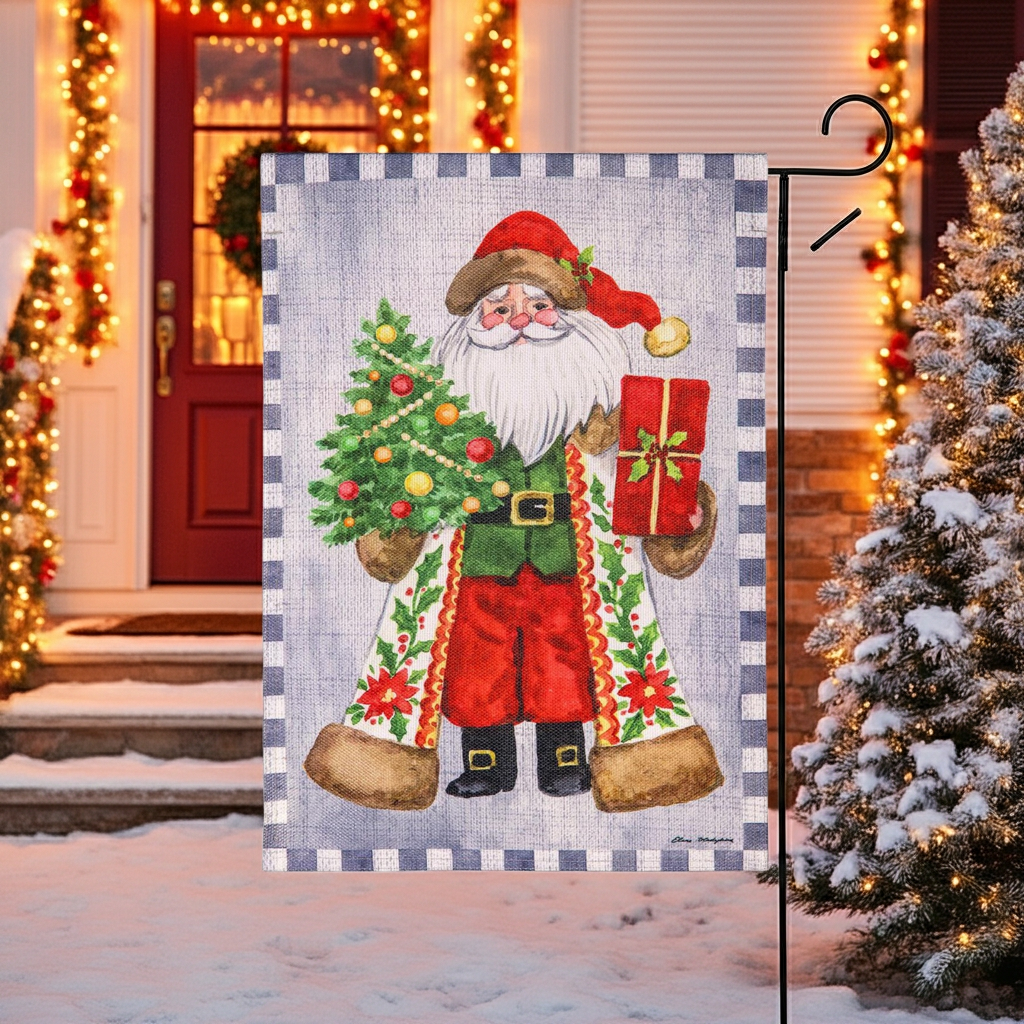 Festive Santa 2 Sided Garden Flag