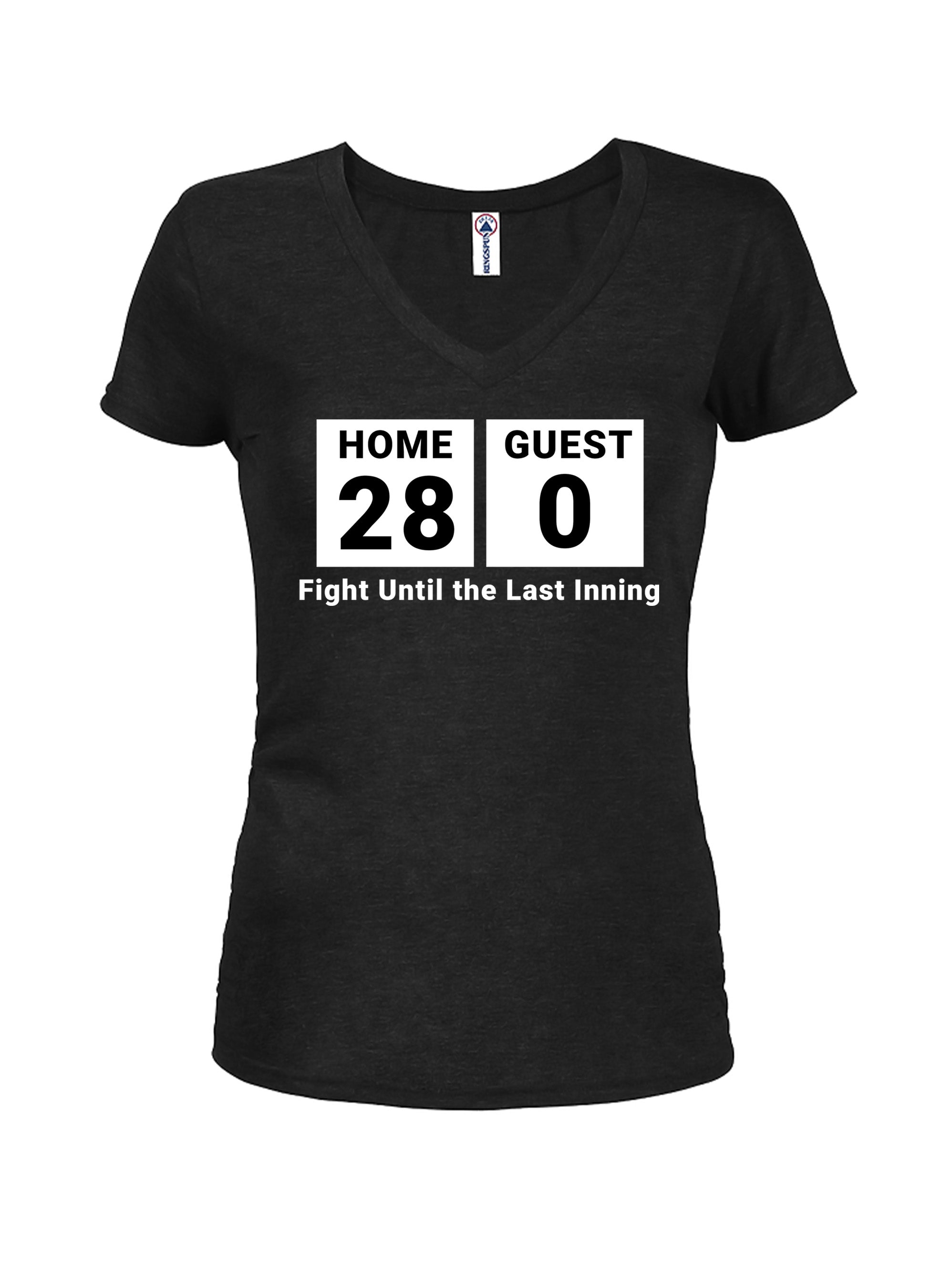 Fight Until the Last Inning Juniors V Neck T-Shirt