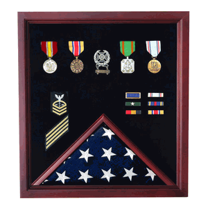 Military Flag and Medal Display Case - 3x5 flag