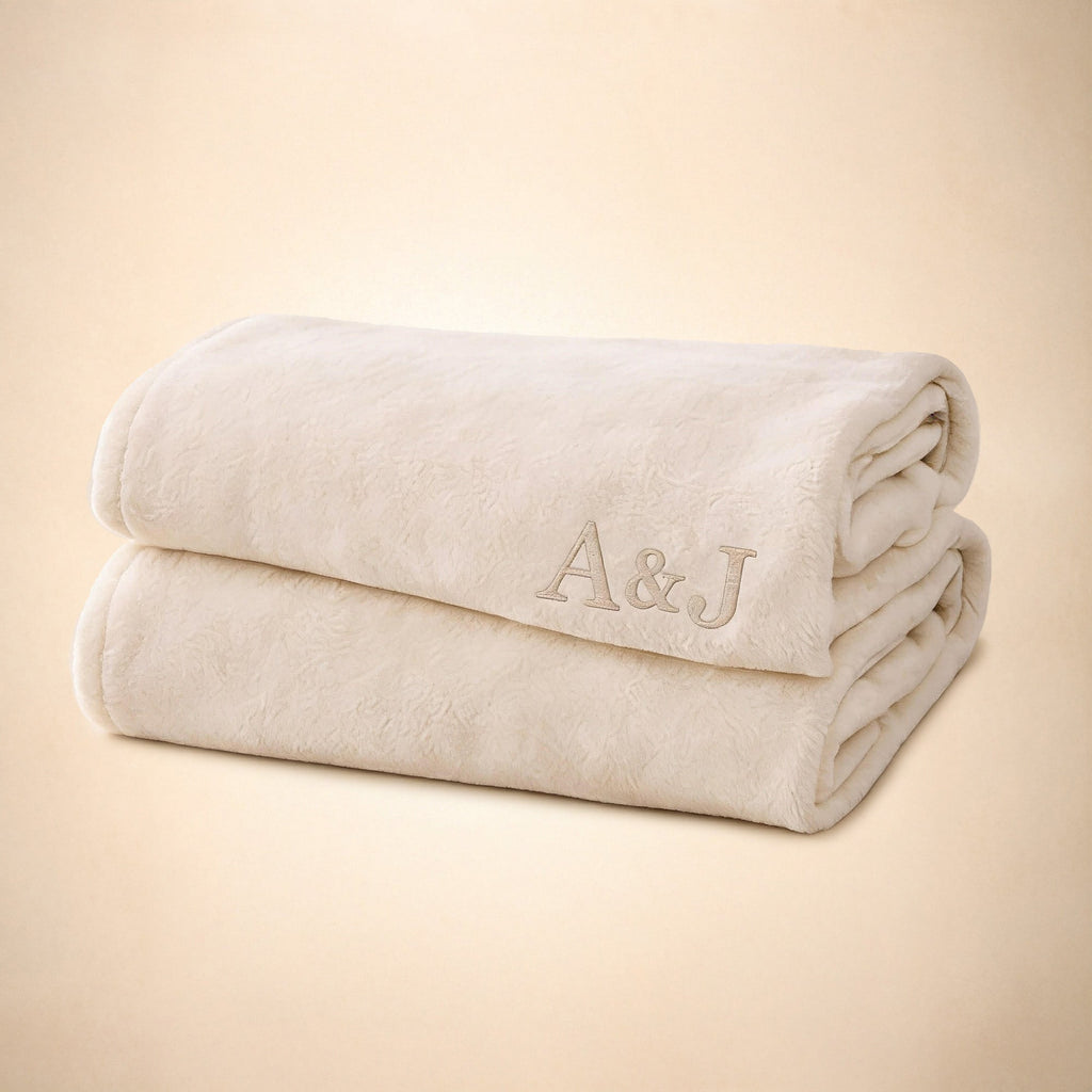 Personalized Embroidered Fleece Blanket – Custom Wedding & Couple Gift