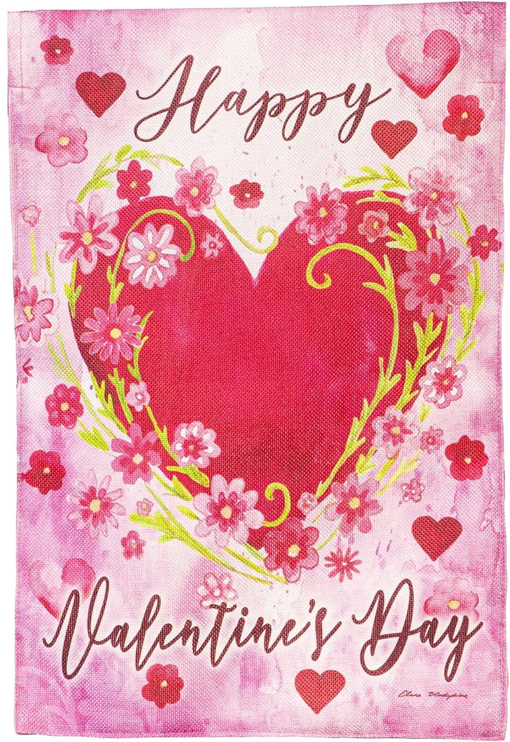 Floral Heart 2 Sided Valentine Garden Flag