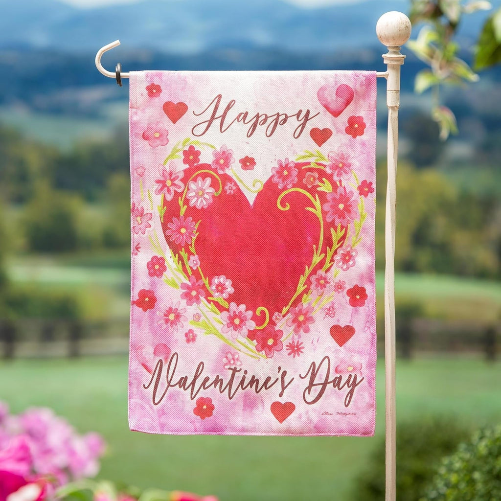Floral Heart 2 Sided Valentine Garden Flag