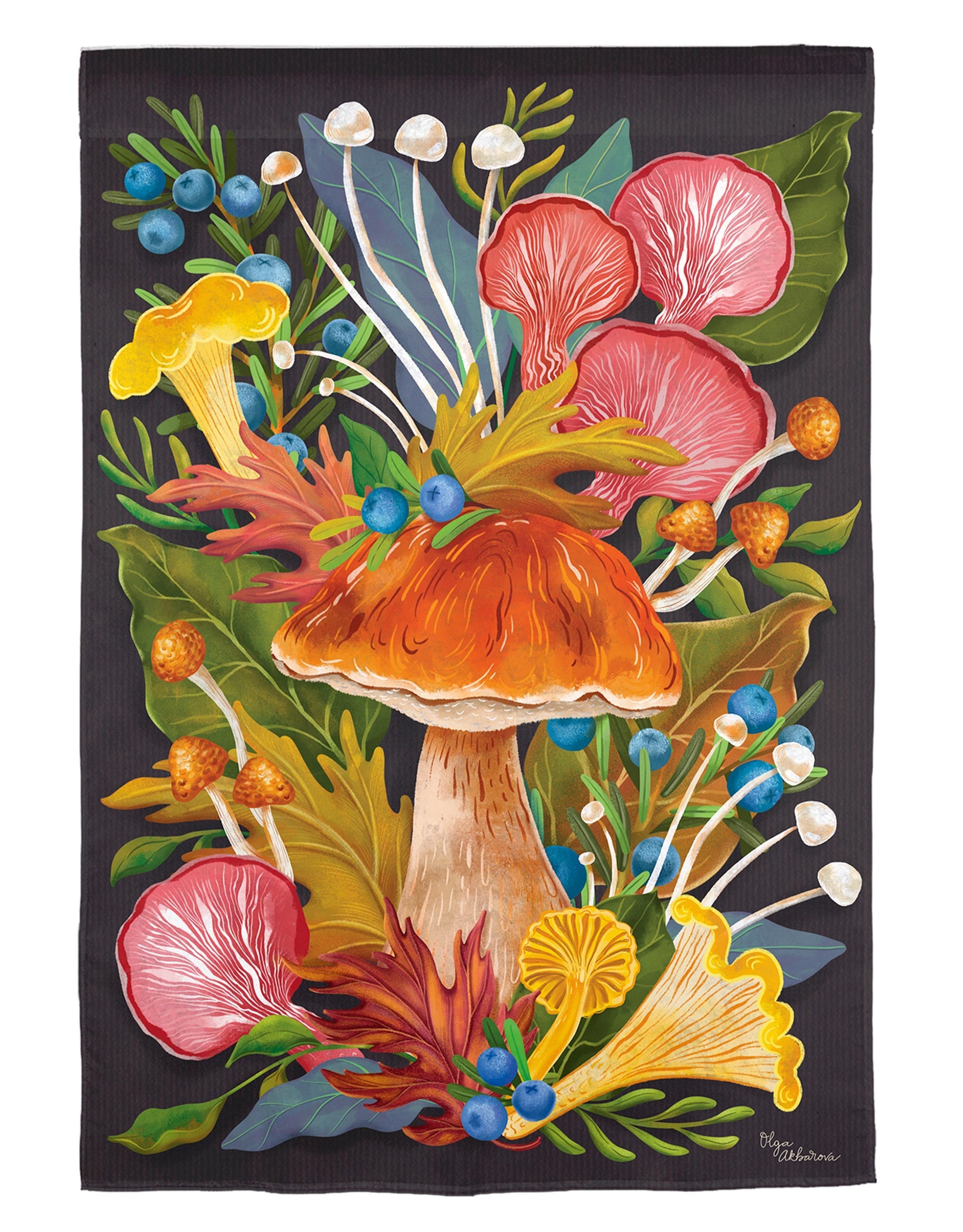 Floral Mushrooms Burst 2 Sided Garden Flag