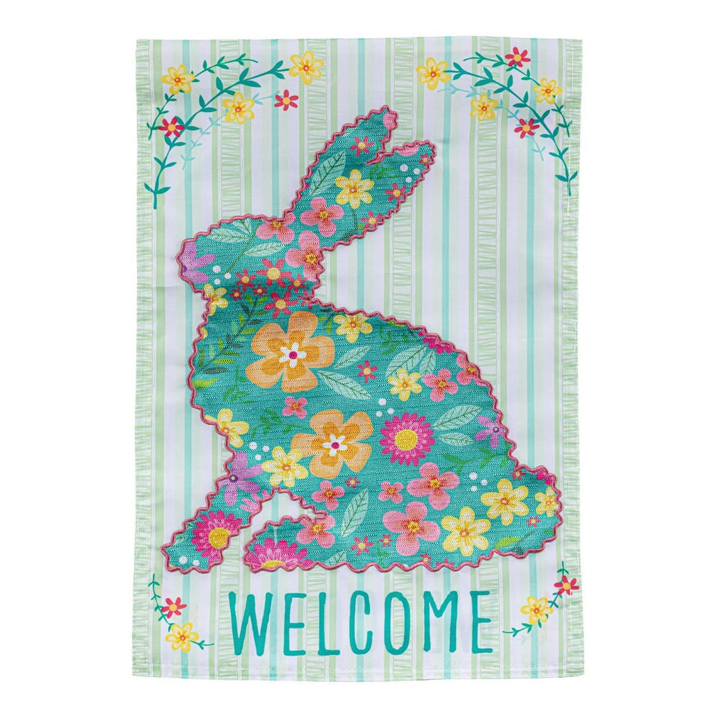 Floral Patterned Bunny 2 Sided Garden Flag