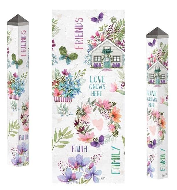 Flourish Art Pole 40 Inches Tall Love Grows Here
