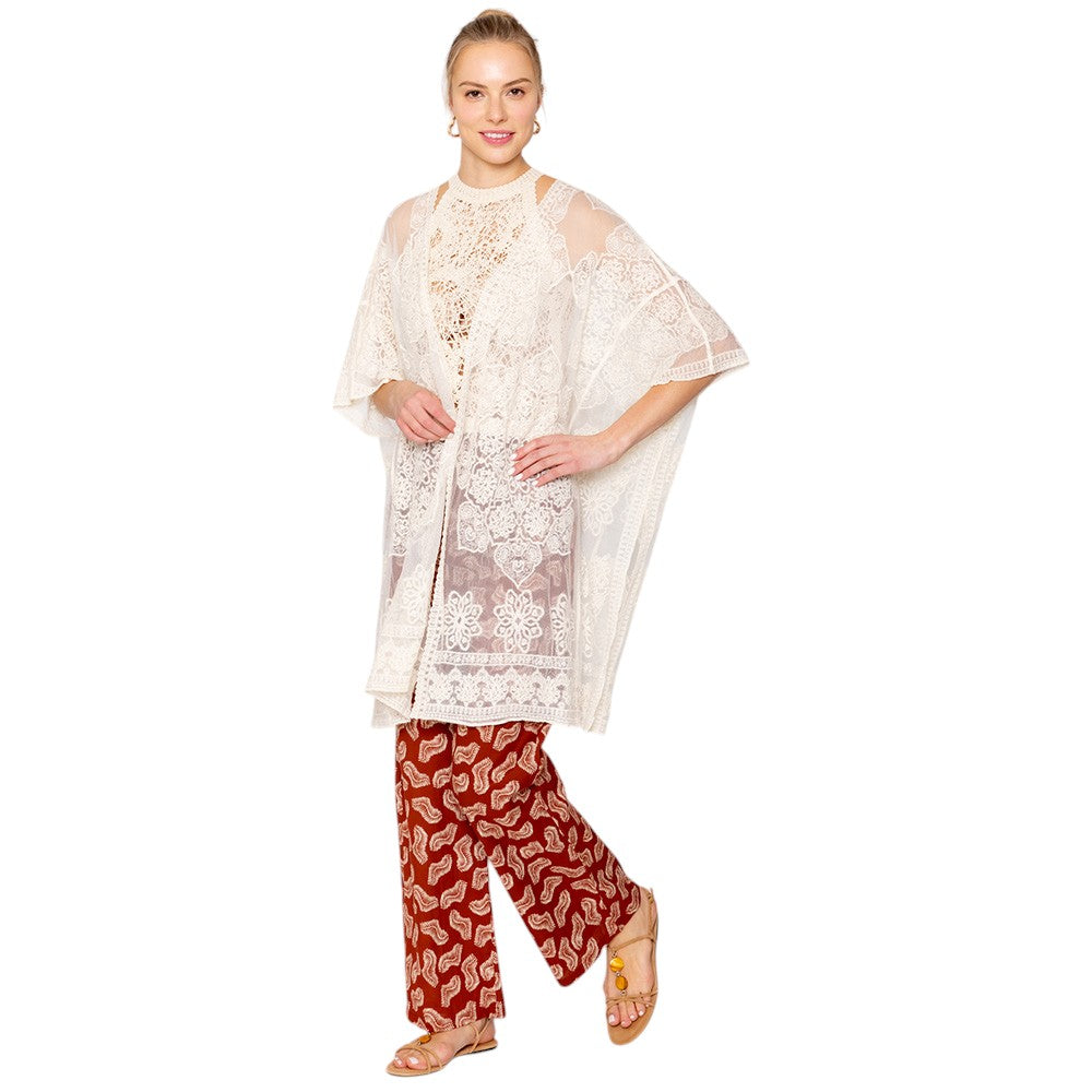 Flower Lace Kimono Poncho