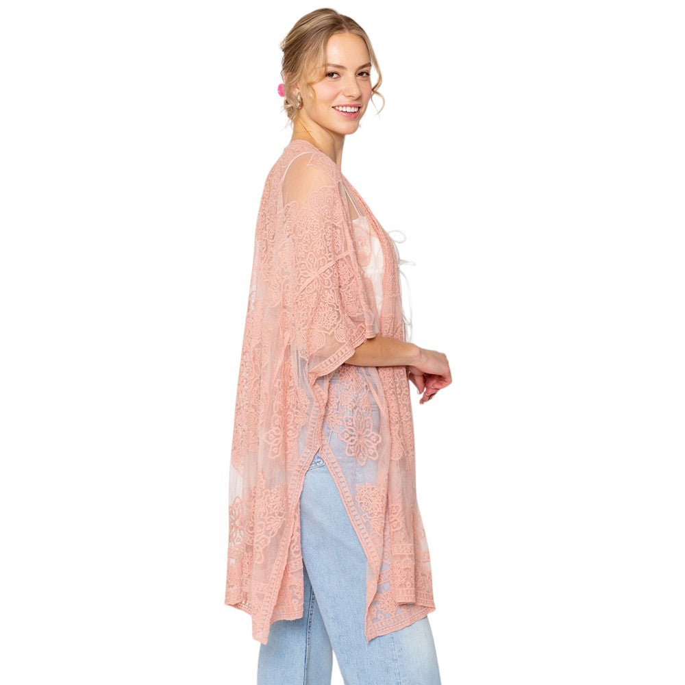 Flower Lace Kimono Poncho