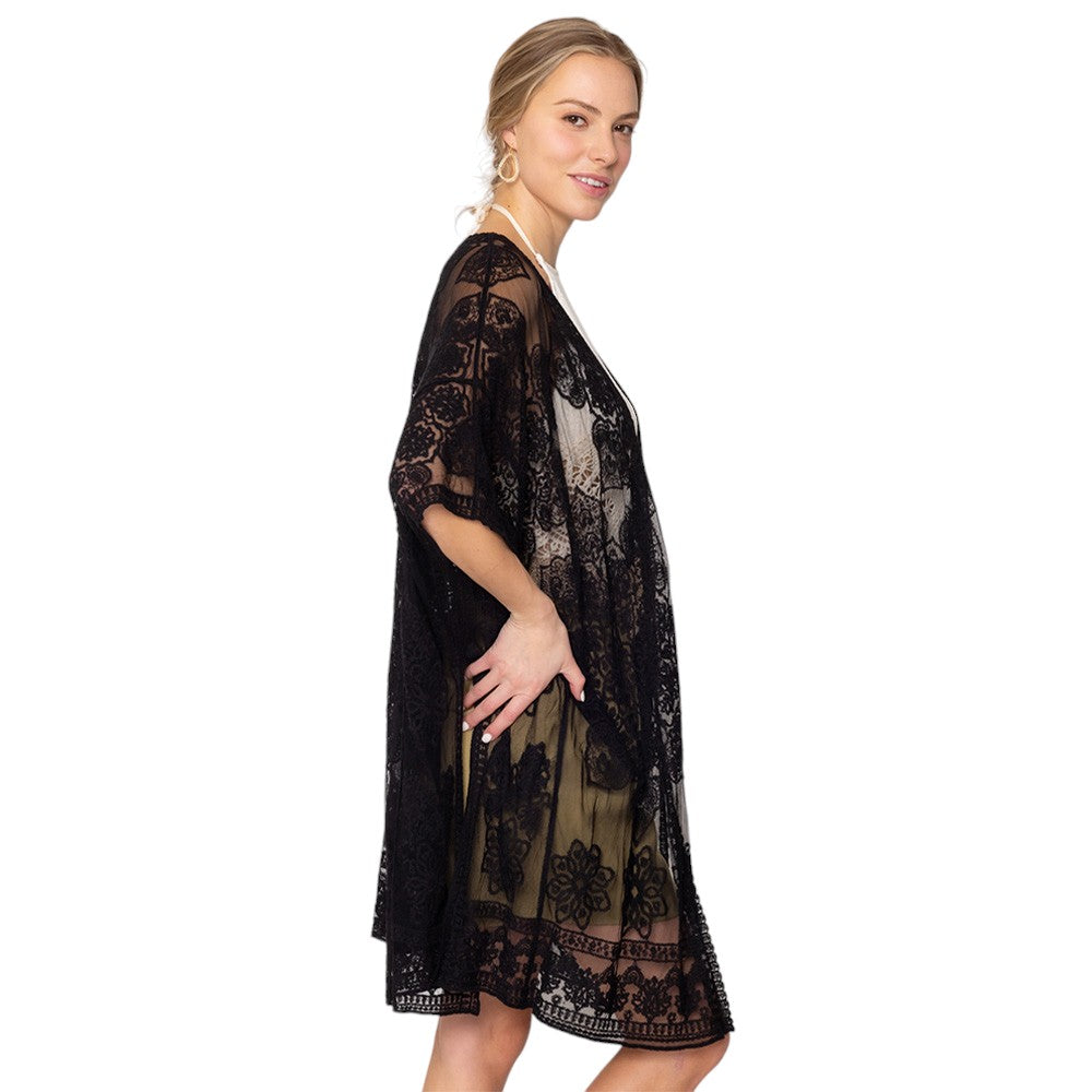 Flower Lace Kimono Poncho