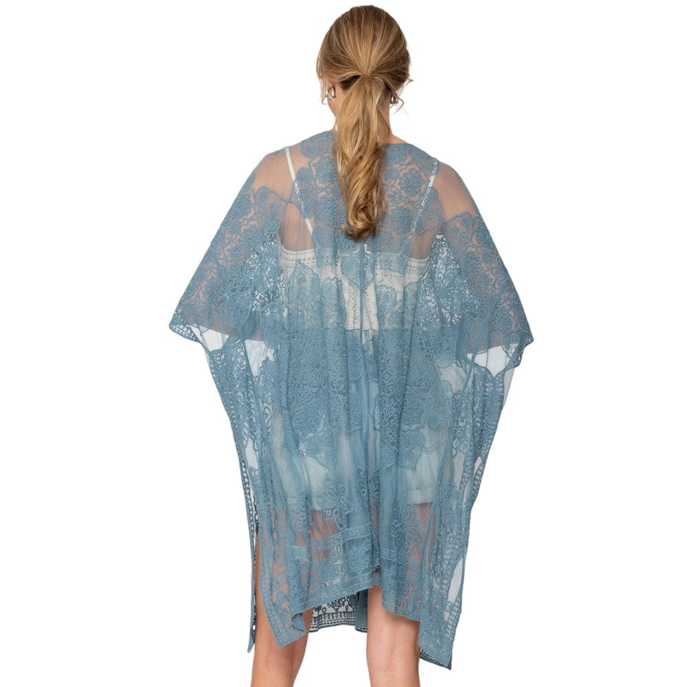 Flower Lace Kimono Poncho