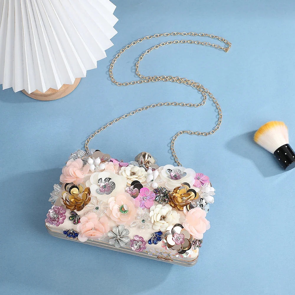 Flowery Evening Clutch Bag.