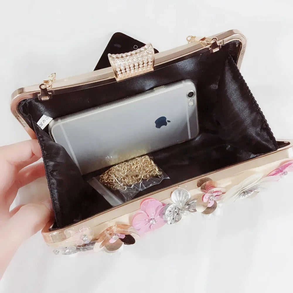 Flowery Evening Clutch Bag.