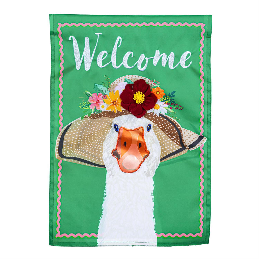Flowery Goose 2 Sided Garden Flag