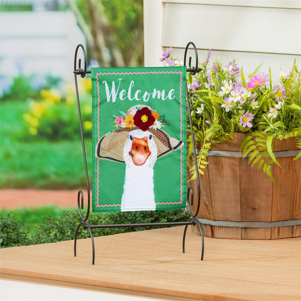 Flowery Goose 2 Sided Garden Flag