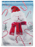 Fluffy Cat Snowman Christmas Garden Flag 2 Sided Lustre