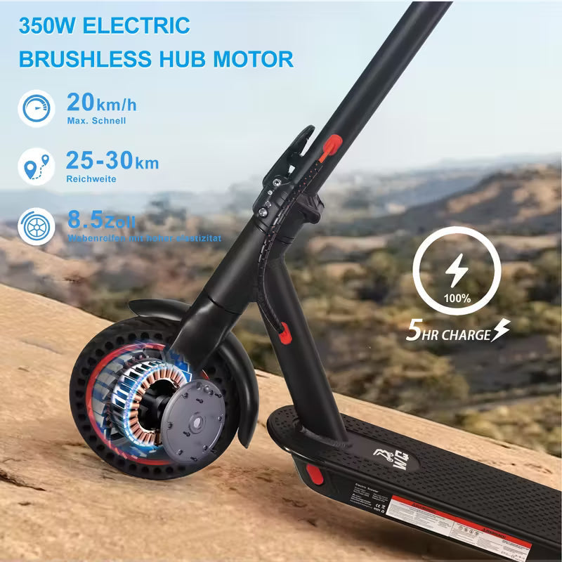 8.5inch Foldable Adult Electric Scooter with Front HeadlightsAnd LED Display Screen, Motor Power Range Of 350W