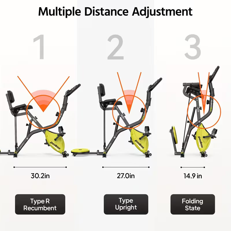 Foldable Indoor Exercise Bike for Home Gym Workout with Twister Disk And Arm Resistance Bands