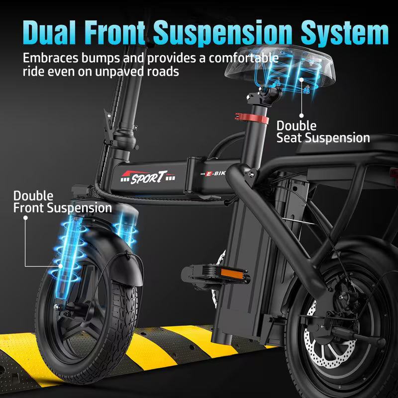 Folding Electric Bicycle, Peak Power 500 Watts, 20 Miles/ Per Hour Brushless Motor, 14-inch Tires, 48-volt 10 Ampere-hour Detachable Battery, Adult Electric Bicycle, Electric Bicycle, Suitable For Urban Commuting, Is The Best Choice For A Gift.