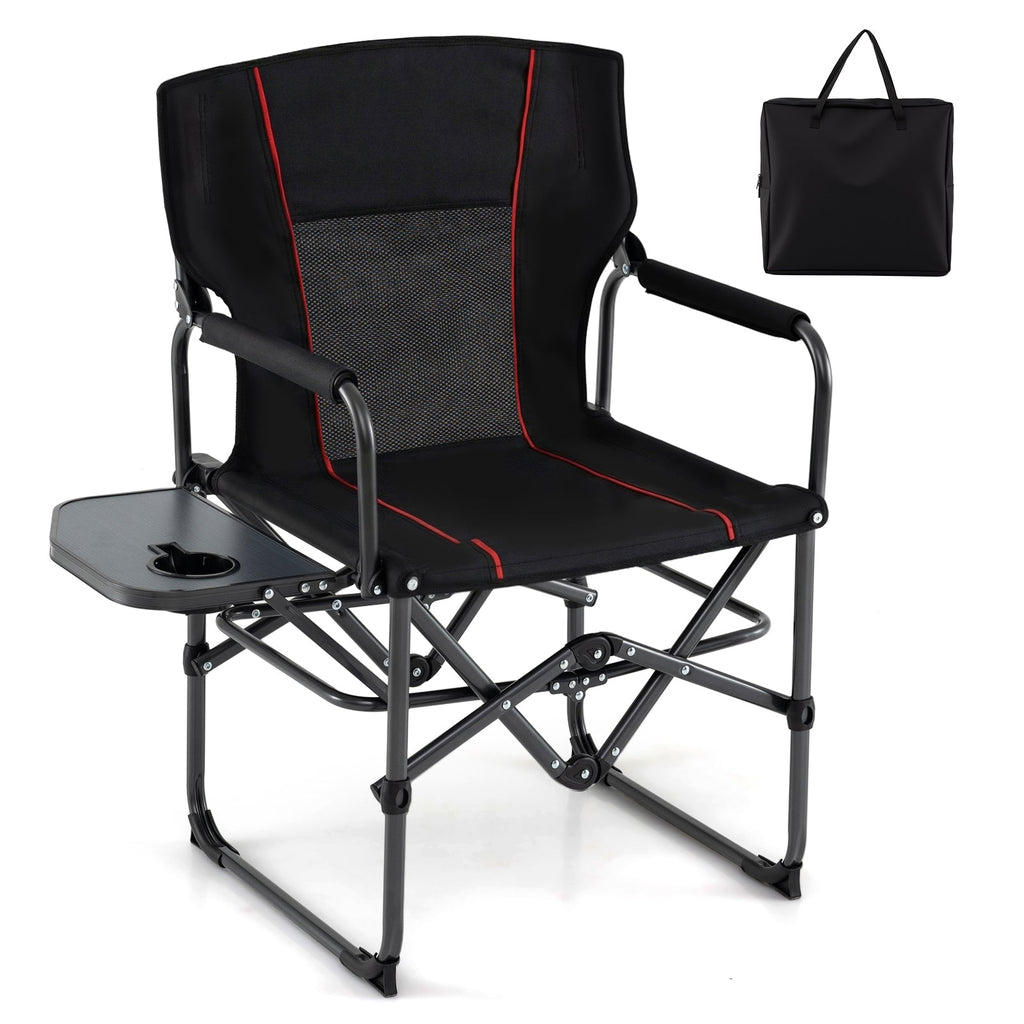 Folding Camping Chair with Side Table and Cup Holder with Carrying Bag