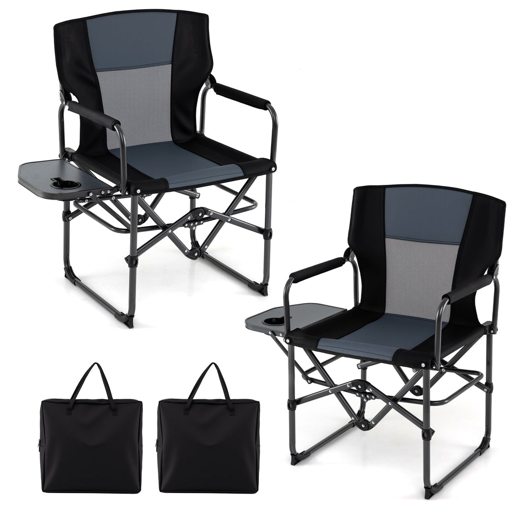 Folding Camping Chair with Side Table and Cup Holder with Carrying Bag