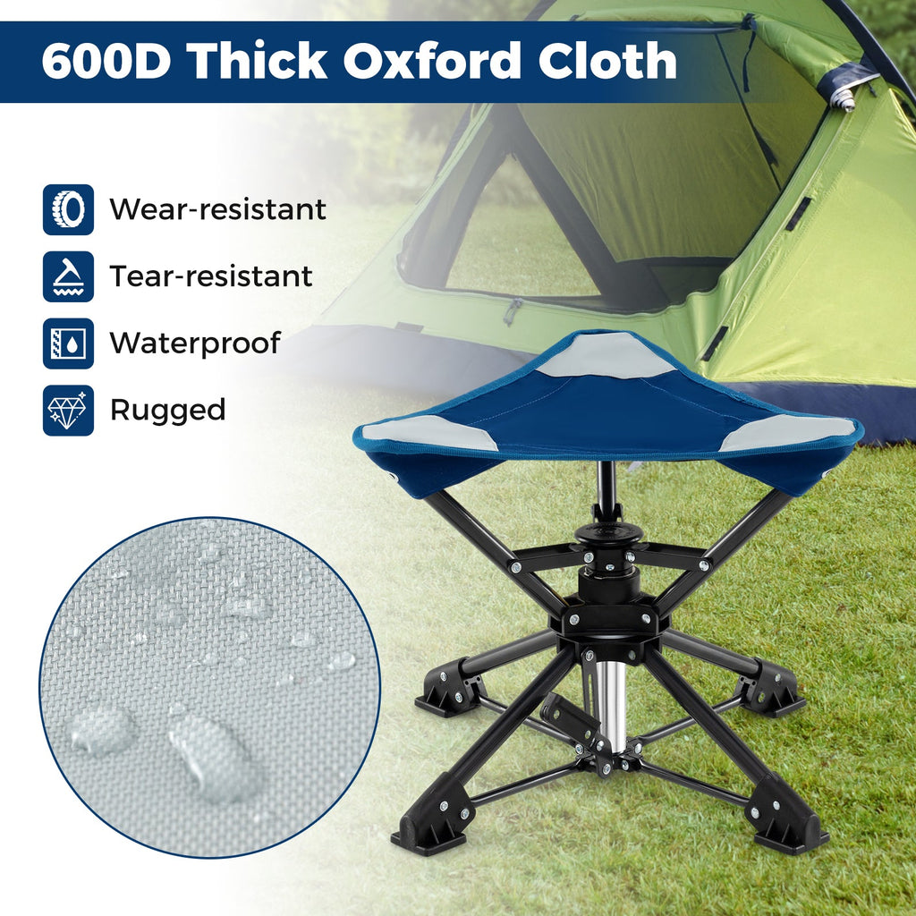 Folding Camping Stool 360° Swivel Hunting Chair with Anti-Sink Feet