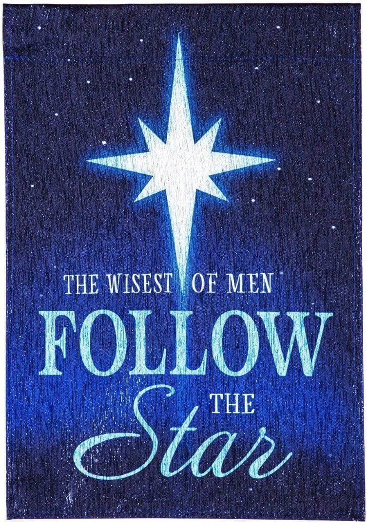 Follow The Star Garden Flag 2 Sided Glisten Christmas Religious